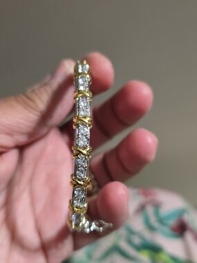 Gold and Silver Fashion Accesories Crystal Bar Bracelet - Women's Jewelry